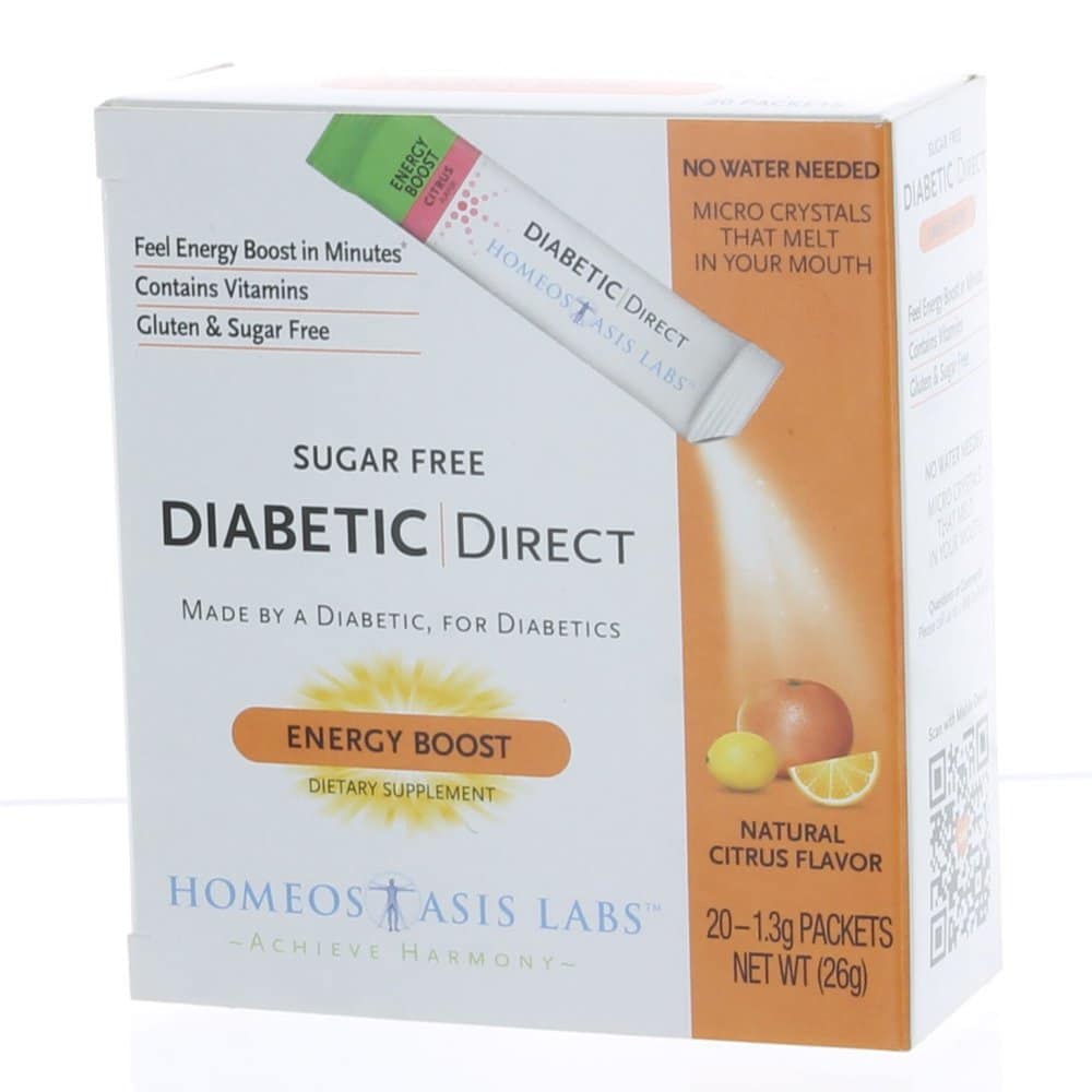 20 Packets Sugar Free Diabetic Direct Energy Boost Citrus Flavor Gluten ...