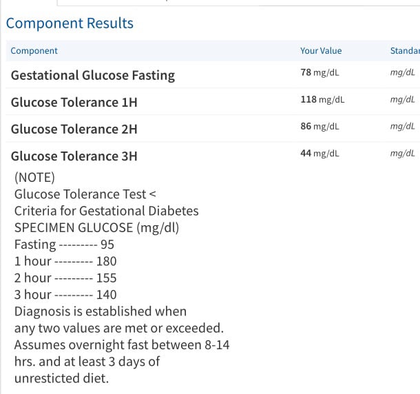 3 Hour Gestational Diabetes Test Numbers