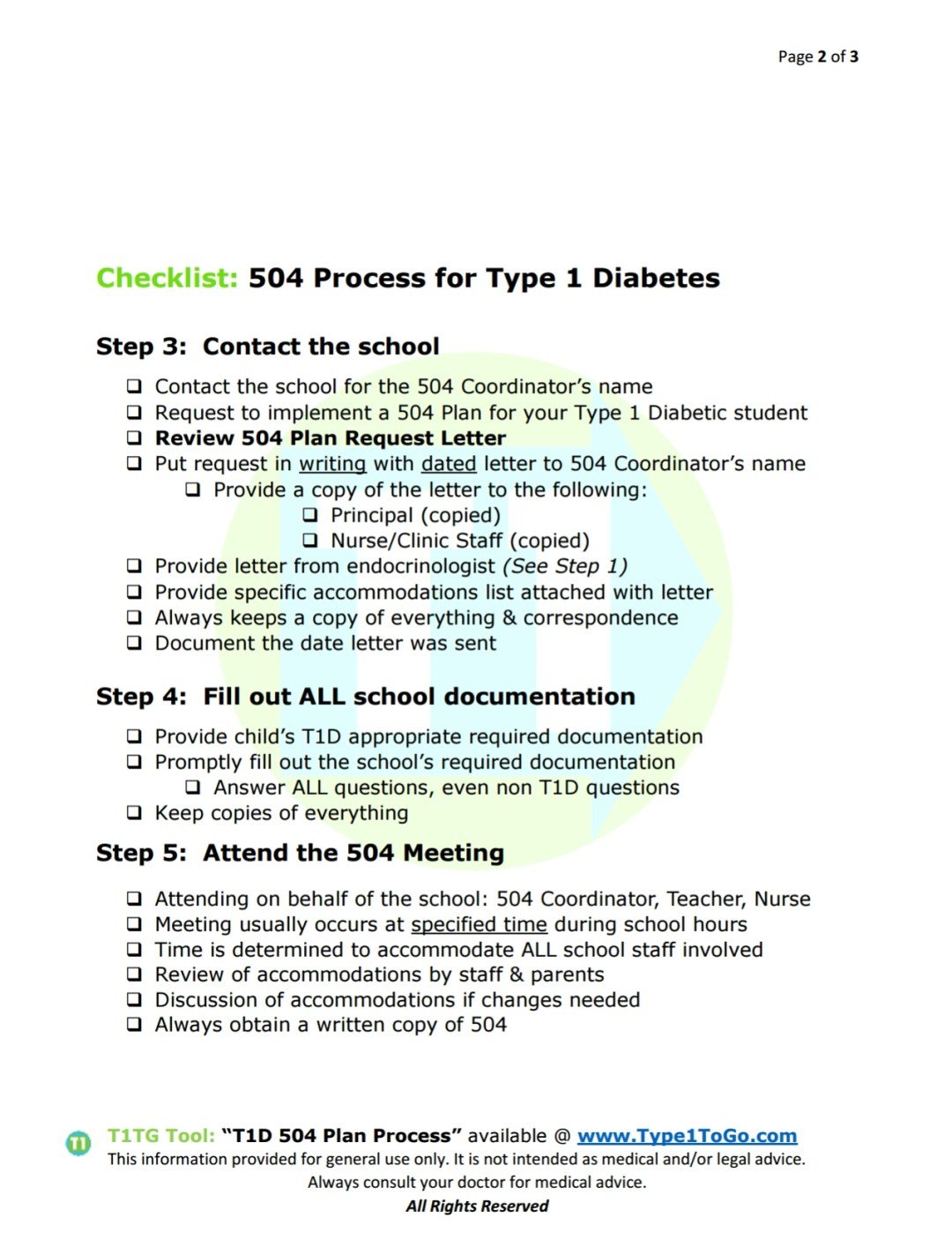 504 Plans for Type 1 Diabetics