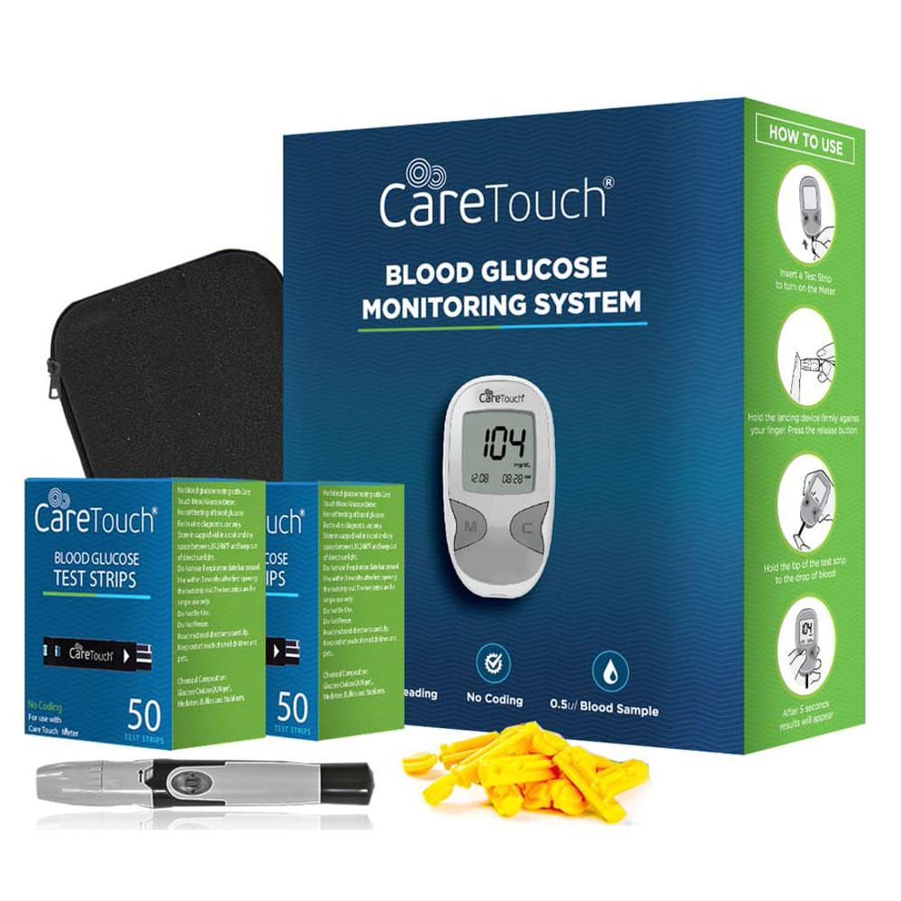 Care Touch Diabetes Testing Kit  Care Touch Blood Glucose Meter, 100 ...