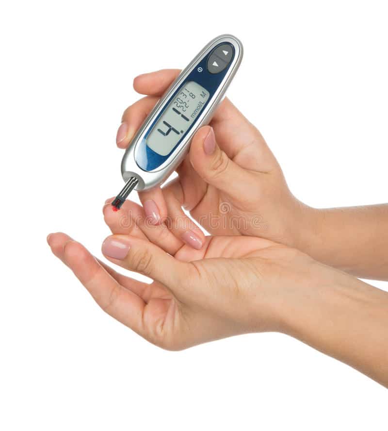 Diabetes Patient Measuring Glucose Level Blood Test Stock Photo