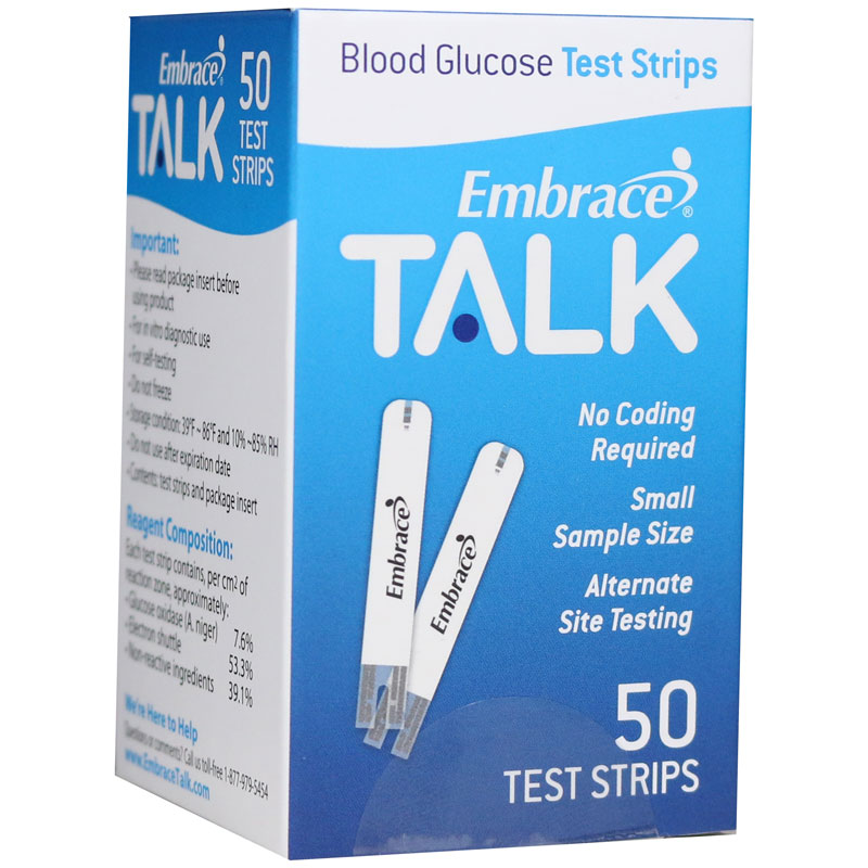 Embrace Talk Blood Glucose Test Strips 50 Count