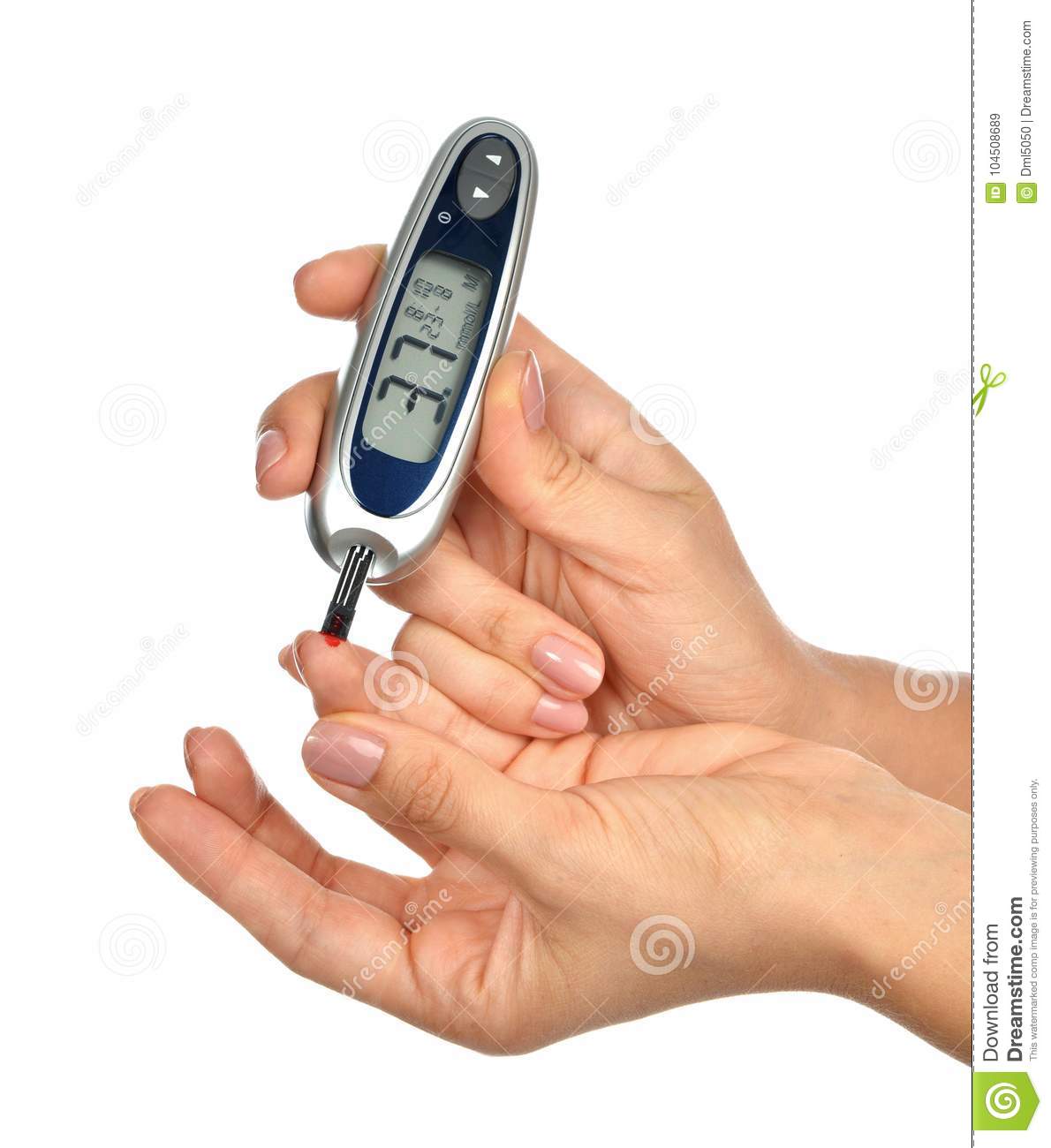 First Type Diabetes Patient Measuring Glucose Level Blood Test Use ...