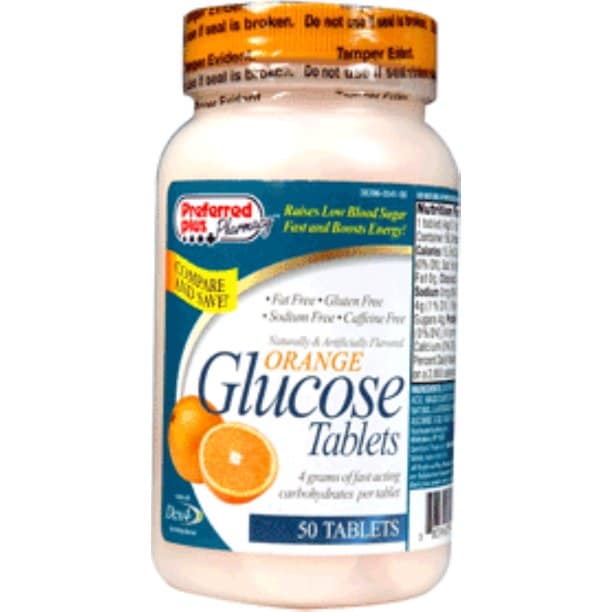 Glucose Tablets (for low blood sugar), Orange 50 ea