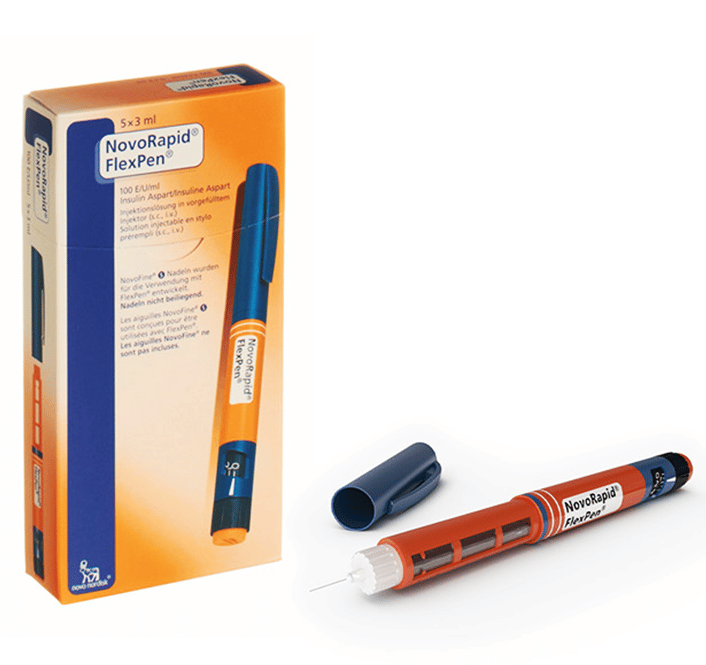 NovoRapid FlexPen 100 units / ml ( insulin aspart ) 5 pre