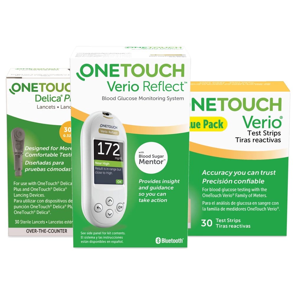 OneTouch Verio Reflect Blood Glucose Test Kit includes Meter, Test ...