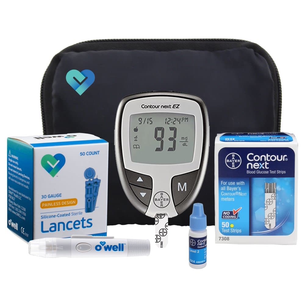 OWell Bayer Contour NEXT EZ Complete Diabetes Blood Glucose Testing Kit ...