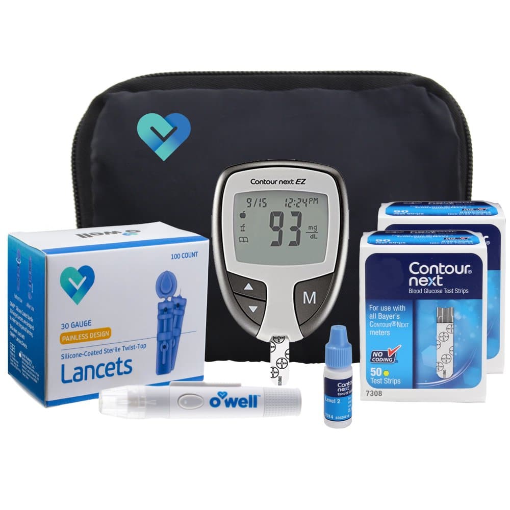 OWell Contour NEXT EZ Complete Diabetes Blood Glucose Testing Kit ...