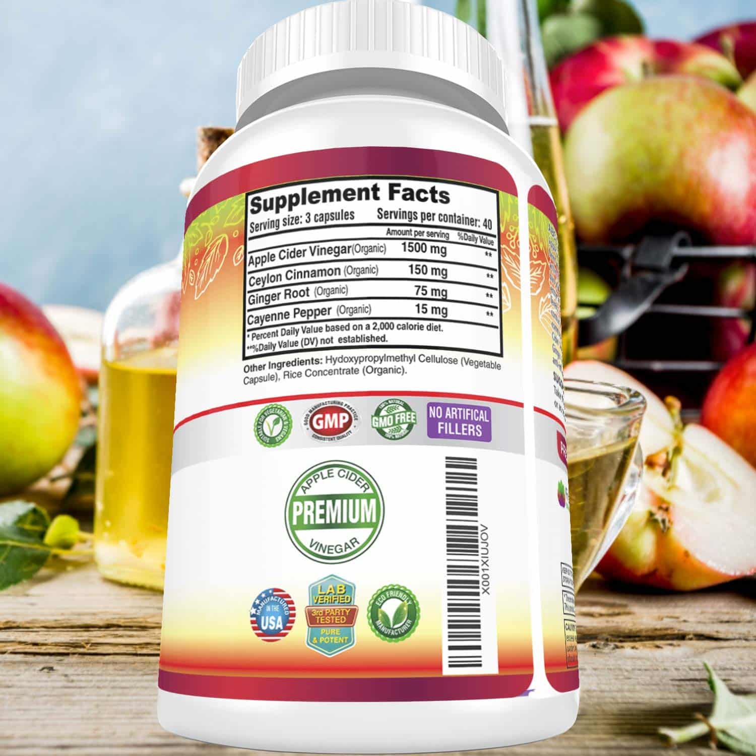 Premium Apple Cider Vinegar Pills Max 1740mg with Mother  100% Natural ...