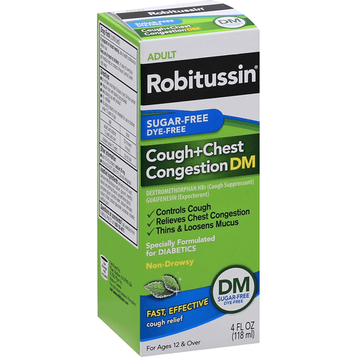 Robitussin Cough+Chest Congestion DM, Sugar