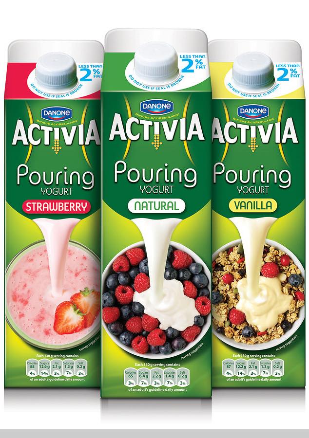 Slice Design redesigns Activia pouring yogurt