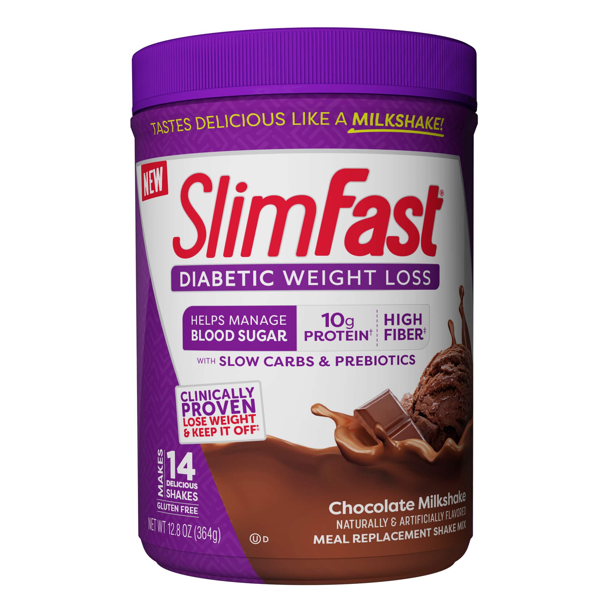 SlimFast Diabetic Meal Replacement Shake Mix, Chocolate Milkshake, 12.8 ...