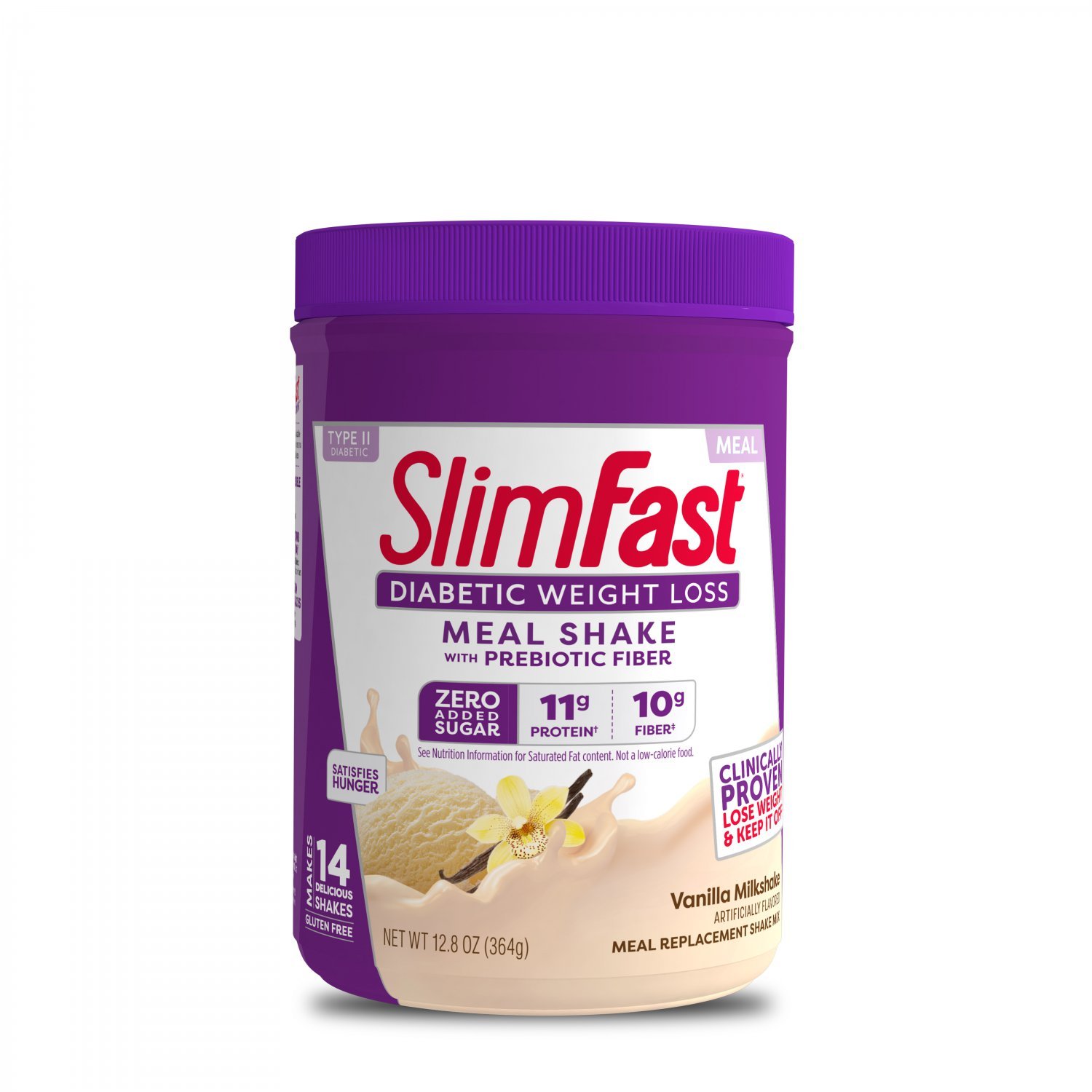 SlimFast Diabetic Meal Replacement Shake Mix Vanilla Milkshake 12.8 Oz